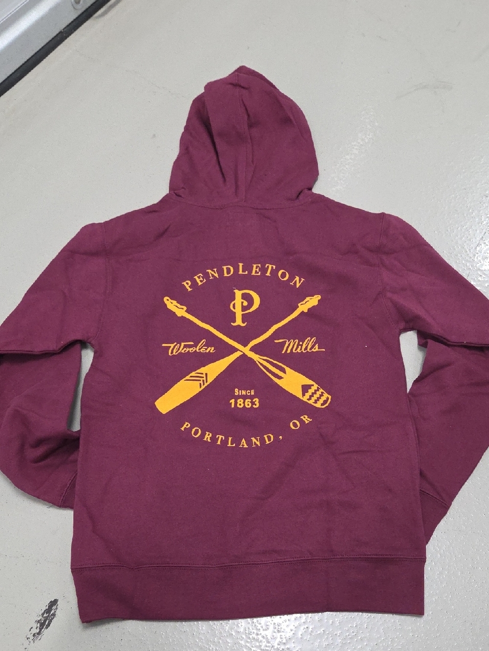 Pendleton Maroon Pullover Hoodie with Yellow Oar Crest